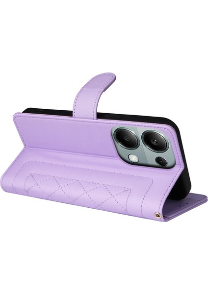 Xiaomi Redmi Note 13 Pro 4g Için El Kayışı ve Kart Yuvalı Premium Deri Cüzdan Kılıf-Mor (Yurt Dışından) modelleri