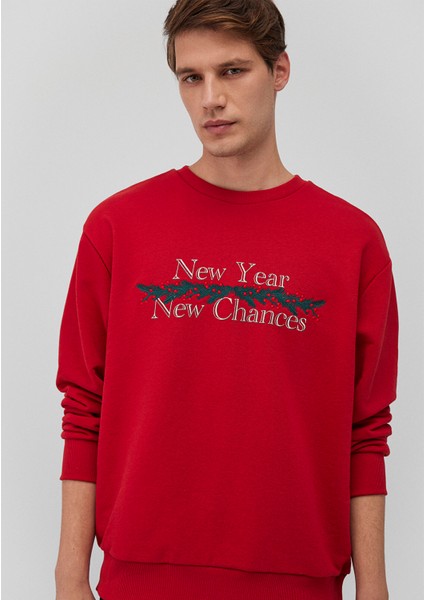 Yılbaşı Temalı Kırmızı Sweatshirt 0S10297-86417