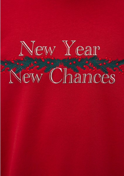 Yılbaşı Temalı Kırmızı Sweatshirt 0S10297-86417