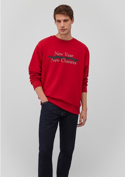 Yılbaşı Temalı Kırmızı Sweatshirt 0S10297-86417