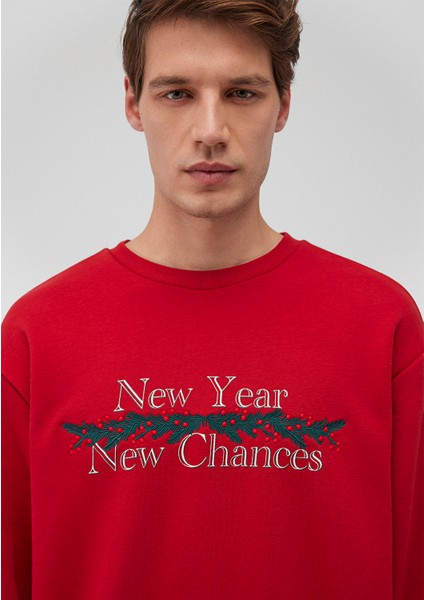 Yılbaşı Temalı Kırmızı Sweatshirt 0S10297-86417