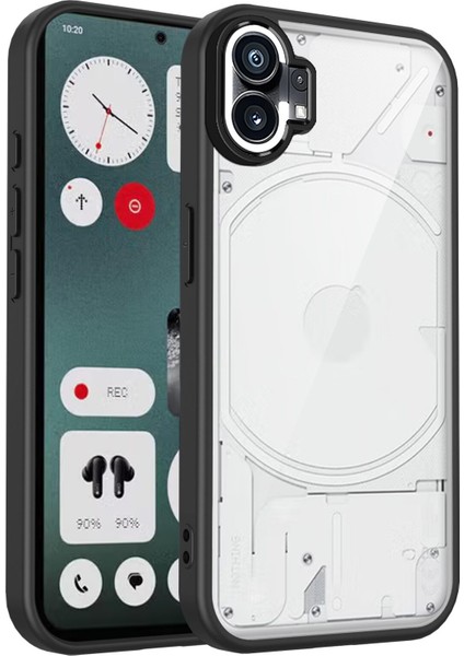Nothing Phone 1,için Eabhulie Kılıf, Kamera Lens Korumalı Hibrit 2'si 1 Arada Şeffaf Kılıf-Siyah (Yurt Dışından)