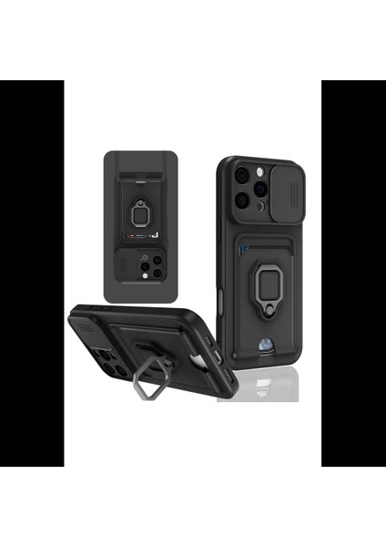 iPhone 16 Pro Kılıf Zuma Kartvizitli Yüzüklü Silikon