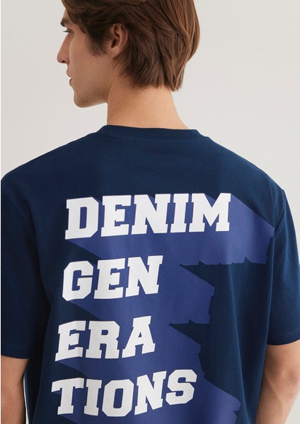 Denim Generation Baskılı Lacivert Tişört 0612479-89353