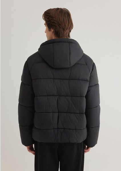 Kapüşonlu Siyah Şişme Mont 0110581-900