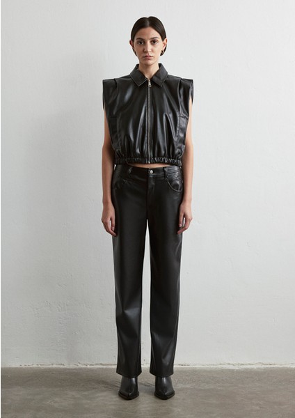 Suni Deri Siyah Yelek 1110661-900