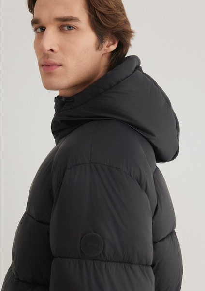 Kapüşonlu Siyah Şişme Mont 0110581-900