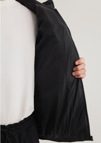 Kapüşonlu Siyah Şişme Mont 0110581-900