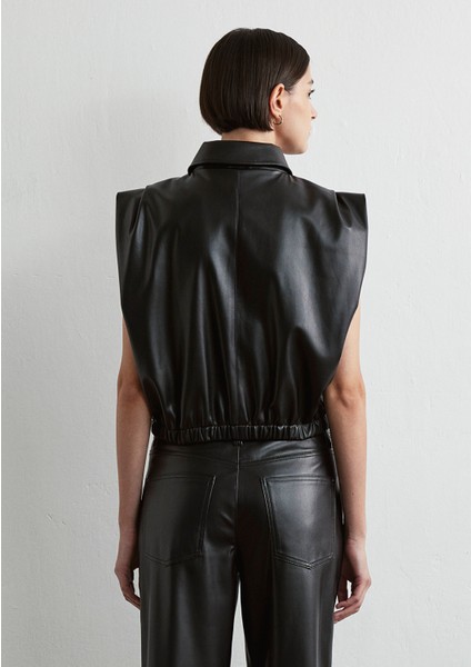 Suni Deri Siyah Yelek 1110661-900