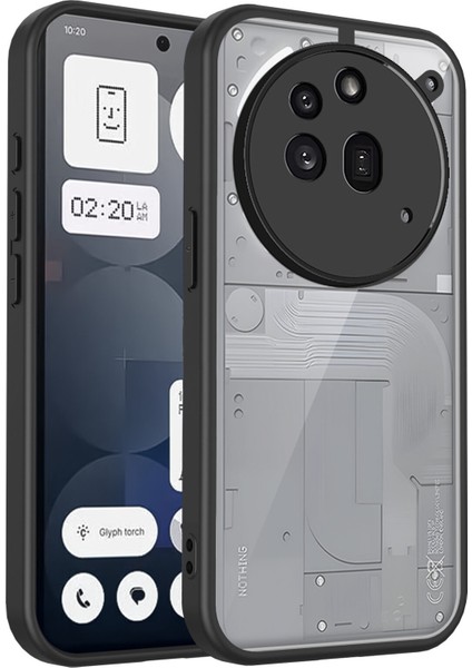 Nothing Phone 3A Pro,için Eabhulie Kılıf, Kamera Lens Korumalı Hibrit 2'si 1 Arada Şeffaf Kılıf-Siyah (Yurt Dışından)