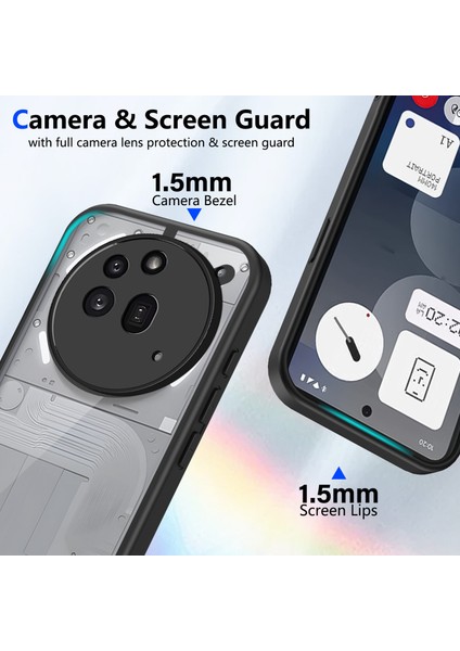 Nothing Phone 3A Pro,için Eabhulie Kılıf, Kamera Lens Korumalı Hibrit 2'si 1 Arada Şeffaf Kılıf-Siyah (Yurt Dışından) modelleri
