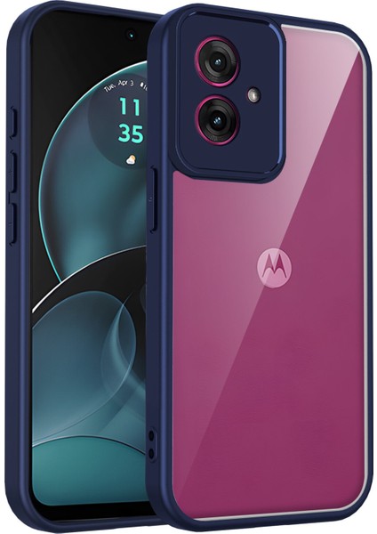 Motorola Moto G14,IÇIN Eabhulie Kılıf, Kamera Lens Korumalı Hibrit 2'si 1 Arada Şeffaf Kılıf-Blue (Yurt Dışından)