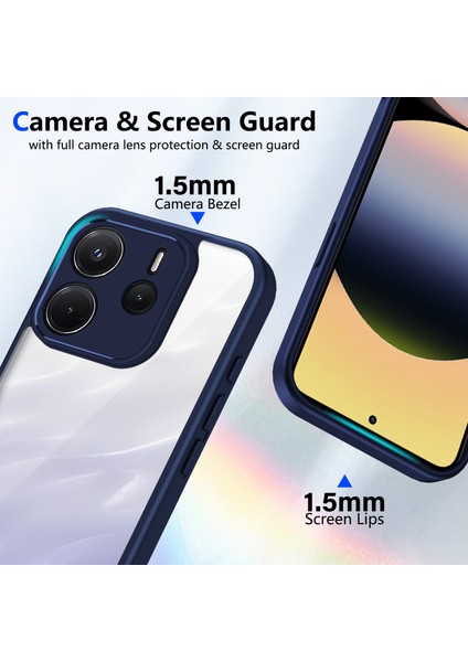 Xiaomi Redmi Note 14 4g,için Eabhulie Kılıf, Kamera Lens Korumalı Hibrit 2'si 1 Arada Şeffaf Kılıf-Blue (Yurt Dışından) modelleri
