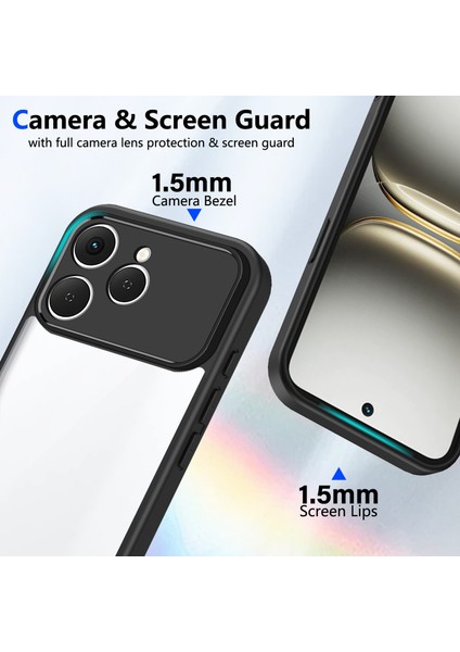Tecno Spark 40,için Eabhulie Kılıf, Kamera Lens Korumalı Hibrit 2'si 1 Arada Şeffaf Kılıf-Siyah (Yurt Dışından) modelleri