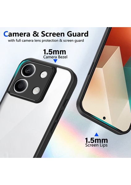 Xiaomi Redmi Note 13 Pro 5g,için Eabhulie Kılıf, Kamera Lens Korumalı Hibrit 2'si 1 Arada Şeffaf Kılıf-Siyah (Yurt Dışından) modelleri