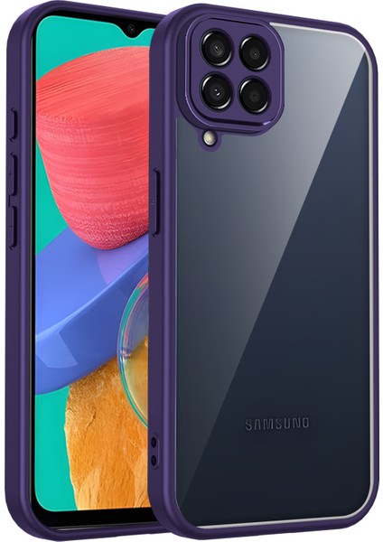 Samsung Galaxy M33,IÇIN Eabhulie Kılıf, Kamera Lens Korumalı Hibrit 2'si 1 Arada Şeffaf Kılıf-Mor (Yurt Dışından)