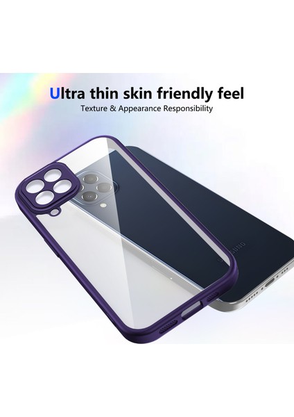 Samsung Galaxy M33,IÇIN Eabhulie Kılıf, Kamera Lens Korumalı Hibrit 2'si 1 Arada Şeffaf Kılıf-Mor (Yurt Dışından) modelleri