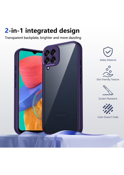 Samsung Galaxy M33,IÇIN Eabhulie Kılıf, Kamera Lens Korumalı Hibrit 2'si 1 Arada Şeffaf Kılıf-Mor (Yurt Dışından) indirimleri
