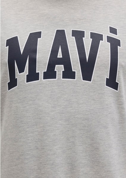 Mavi Logo Baskılı Gri Tişört 0611711-80196