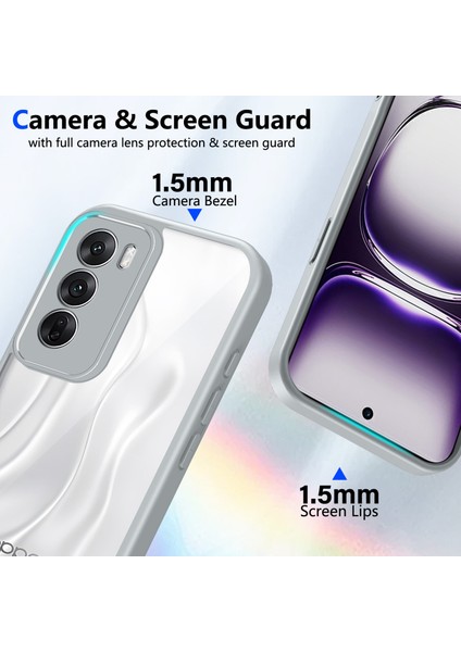 Oppo RENO12 Pro,için Eabhulie Kılıf, Kamera Lens Korumalı Hibrit 2'si 1 Arada Şeffaf Kılıf-Gri (Yurt Dışından) modelleri