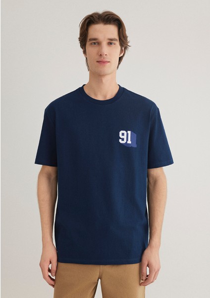 Denim Generation Baskılı Lacivert Tişört 0612479-89353