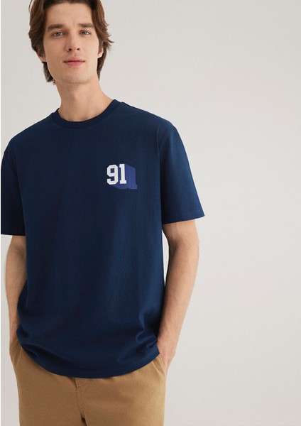 Denim Generation Baskılı Lacivert Tişört 0612479-89353