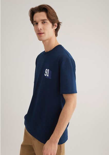 Denim Generation Baskılı Lacivert Tişört 0612479-89353