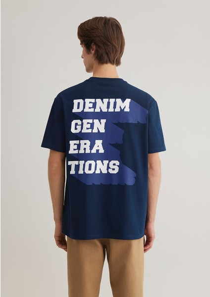 Denim Generation Baskılı Lacivert Tişört 0612479-89353