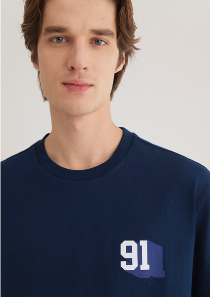 Denim Generation Baskılı Lacivert Tişört 0612479-89353