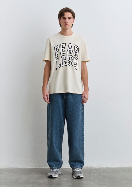 Fearless Baskılı Ekru Tişört 0612475-70055