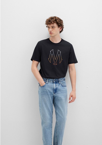 Mavi Logo Baskılı Siyah Tişört 0610635-900