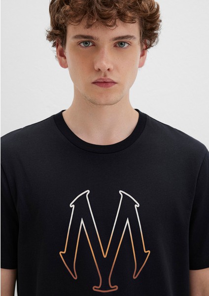 Mavi Logo Baskılı Siyah Tişört 0610635-900