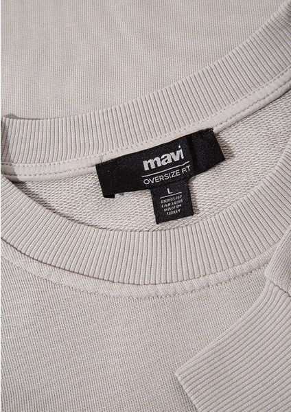 Dikiş Detaylı Gri Basic Sweatshirt 0S10314-82577