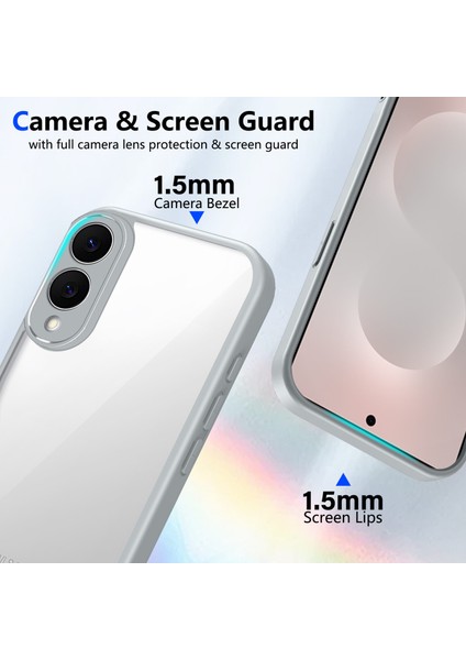 Samsung Galaxy S25 Edge,için Eabhulie Kılıf, Kamera Lens Korumalı Hibrit 2'si 1 Arada Şeffaf Kılıf-Gri (Yurt Dışından) modelleri