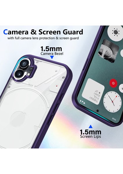 Nothing Phone 1,için Eabhulie Kılıf, Kamera Lens Korumalı Hibrit 2'si 1 Arada Şeffaf Kılıf-Mor (Yurt Dışından) modelleri