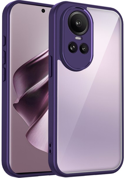 Oppo RENO10,IÇIN Eabhulie Kılıf, Kamera Lens Korumalı Hibrit 2'si 1 Arada Şeffaf Kılıf-Mor (Yurt Dışından)