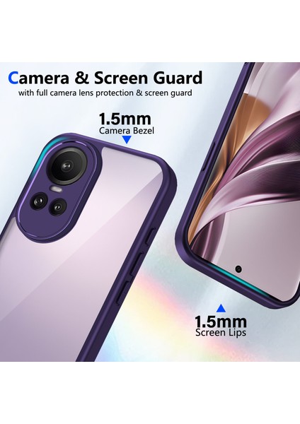 Oppo RENO10,IÇIN Eabhulie Kılıf, Kamera Lens Korumalı Hibrit 2'si 1 Arada Şeffaf Kılıf-Mor (Yurt Dışından) modelleri