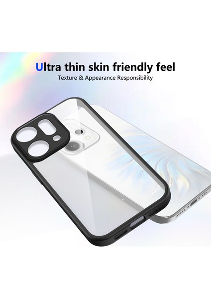 Oppo RENO14 Pro,için Eabhulie Kılıf, Kamera Lens Korumalı Hibrit 2'si 1 Arada Şeffaf Kılıf-Siyah (Yurt Dışından) modelleri