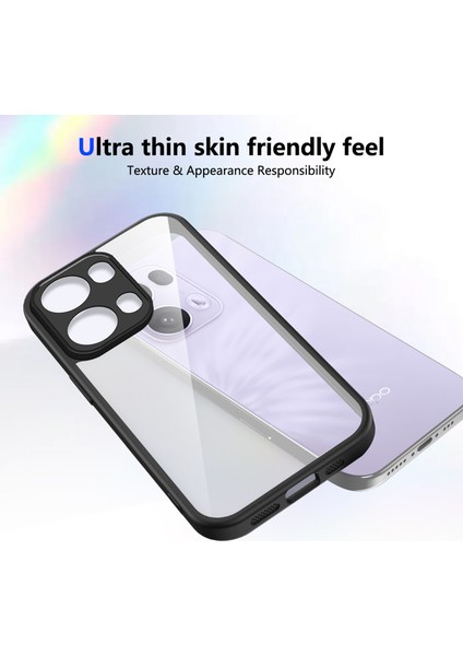 Oppo RENO13 Pro,için Eabhulie Kılıf, Kamera Lens Korumalı Hibrit 2'si 1 Arada Şeffaf Kılıf-Siyah (Yurt Dışından) modelleri