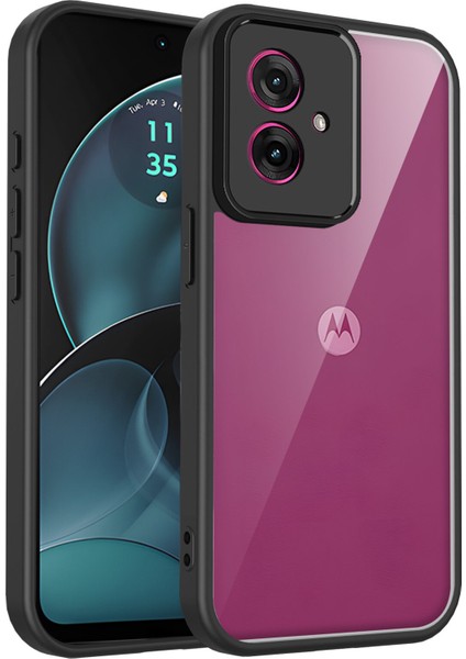 Motorola Moto G14,IÇIN Eabhulie Kılıf, Kamera Lens Korumalı Hibrit 2'si 1 Arada Şeffaf Kılıf-Siyah (Yurt Dışından)
