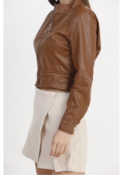 Taba Kadın Deri Crop Ceket Halka Detaylı fırsatları