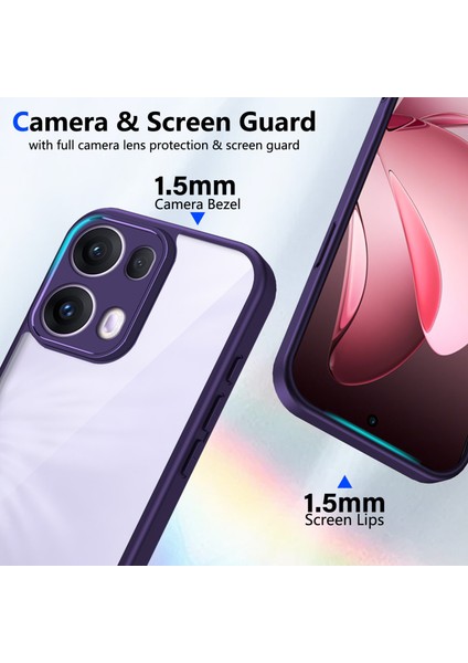 Oppo RENO13 Pro,için Eabhulie Kılıf, Kamera Lens Korumalı Hibrit 2'si 1 Arada Şeffaf Kılıf-Mor (Yurt Dışından) modelleri