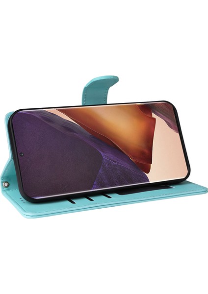 Samsung Galaxy Note 20 Ultra 4g/5g Için El Kayışı ve Kart Yuvalı Premium Deri Cüzdan Kılıf-Blue (Yurt Dışından) fiyatları