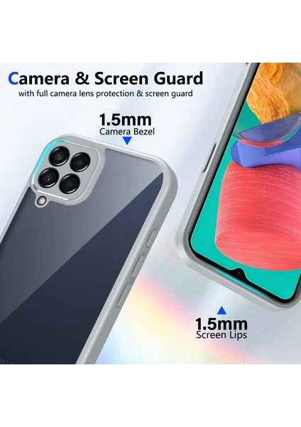 Samsung Galaxy M33,IÇIN Eabhulie Kılıf, Kamera Lens Korumalı Hibrit 2'si 1 Arada Şeffaf Kılıf-Gri (Yurt Dışından) modelleri