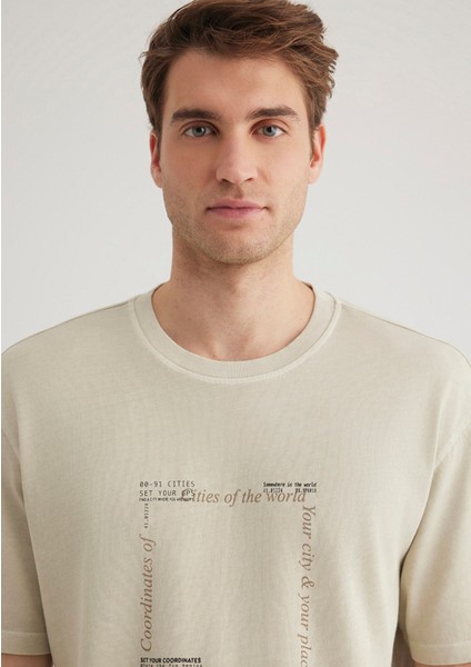 Baskılı Bej Tişört 0612553-70322