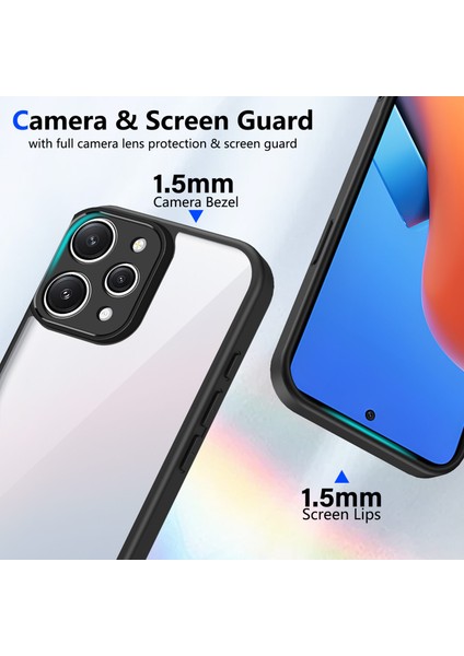 Xiaomi Redmi 12 4g,için Eabhulie Kılıf, Kamera Lens Korumalı Hibrit 2'si 1 Arada Şeffaf Kılıf-Siyah (Yurt Dışından) modelleri