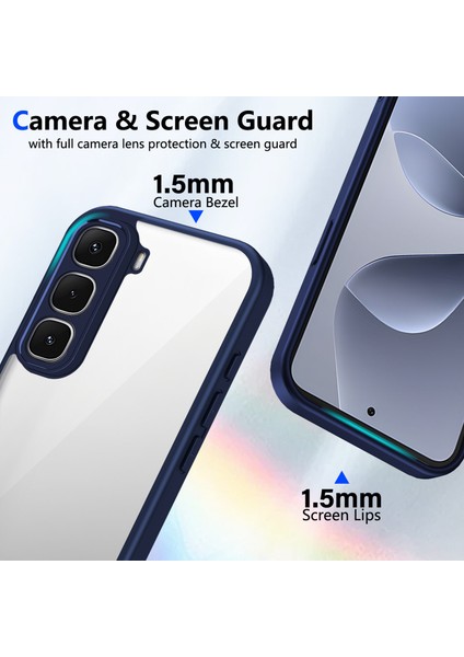 Infinix Hot 60 Pro,için Eabhulie Kılıf, Kamera Lens Korumalı Hibrit 2'si 1 Arada Şeffaf Kılıf-Blue (Yurt Dışından) modelleri
