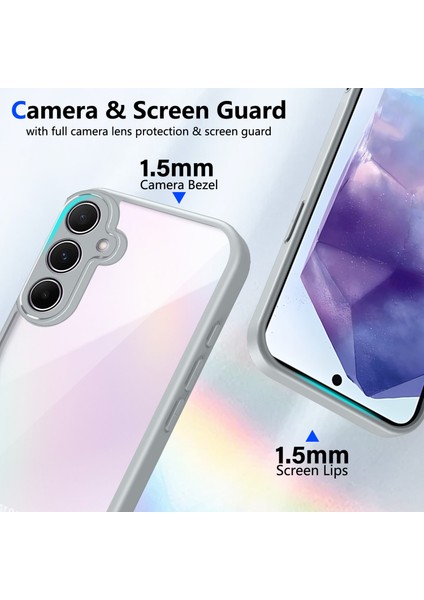 Samsung Galaxy S25 Fe,için Eabhulie Kılıf, Kamera Lens Korumalı Hibrit 2'si 1 Arada Şeffaf Kılıf-Gri (Yurt Dışından) modelleri