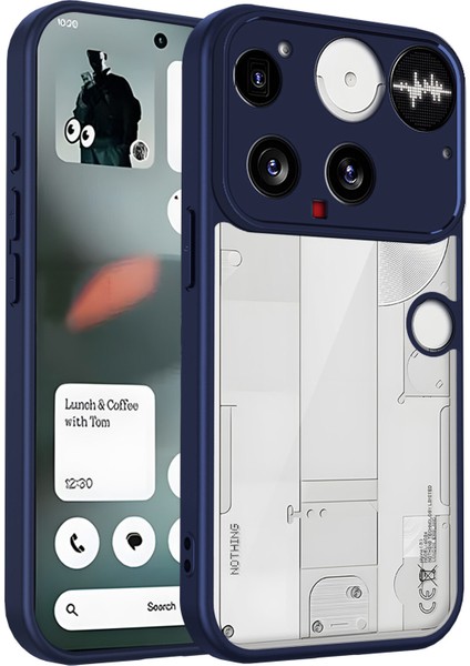 Nothing Phone 3,için Eabhulie Kılıf, Kamera Lens Korumalı Hibrit 2'si 1 Arada Şeffaf Kılıf-Blue (Yurt Dışından)