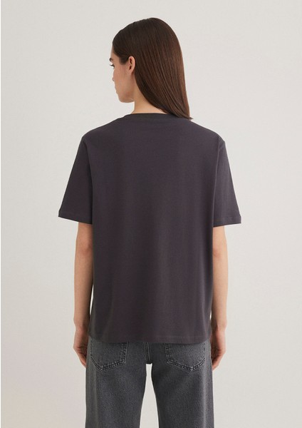 Baskılı Antrasit Tişört 1612978-86952